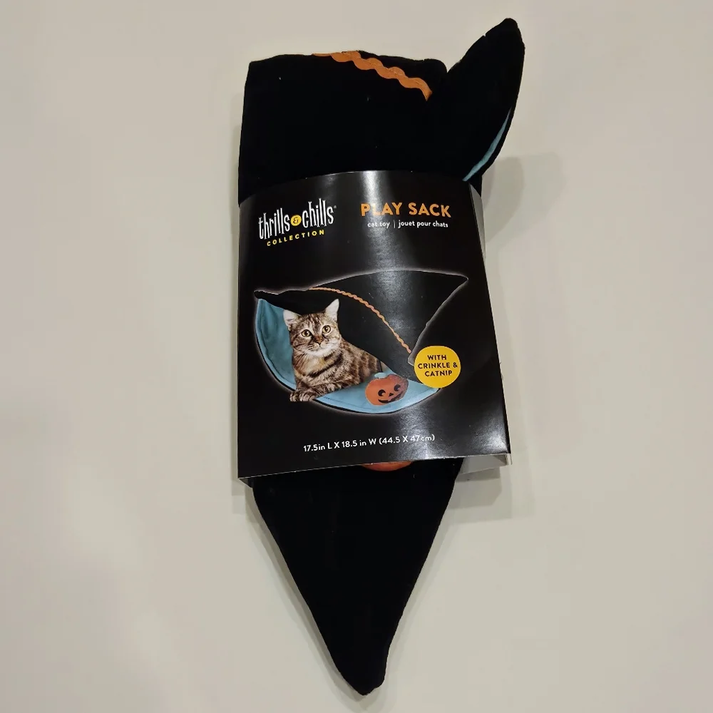 Thrills & Chills Cat Toy Play Sack Halloween Witch Hat Sack w/Crinkle & Catnip